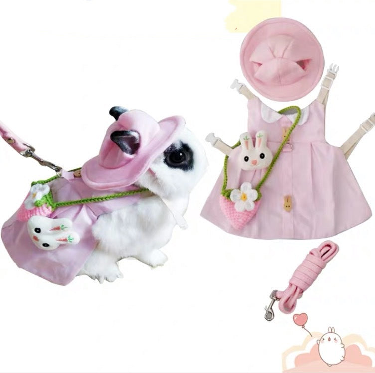 KFX-5383101 Cute Cotton Rabbit Harness and Leash Set for Small Pets