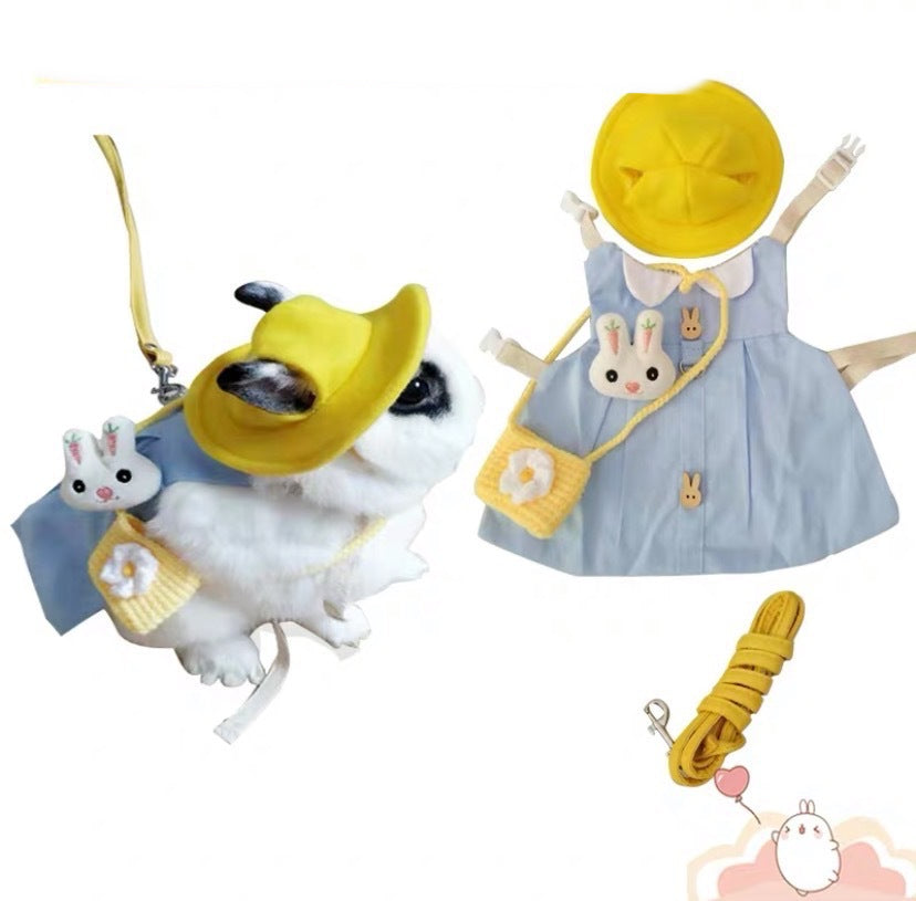 KFX-5383101 Cute Cotton Rabbit Harness and Leash Set for Small Pets