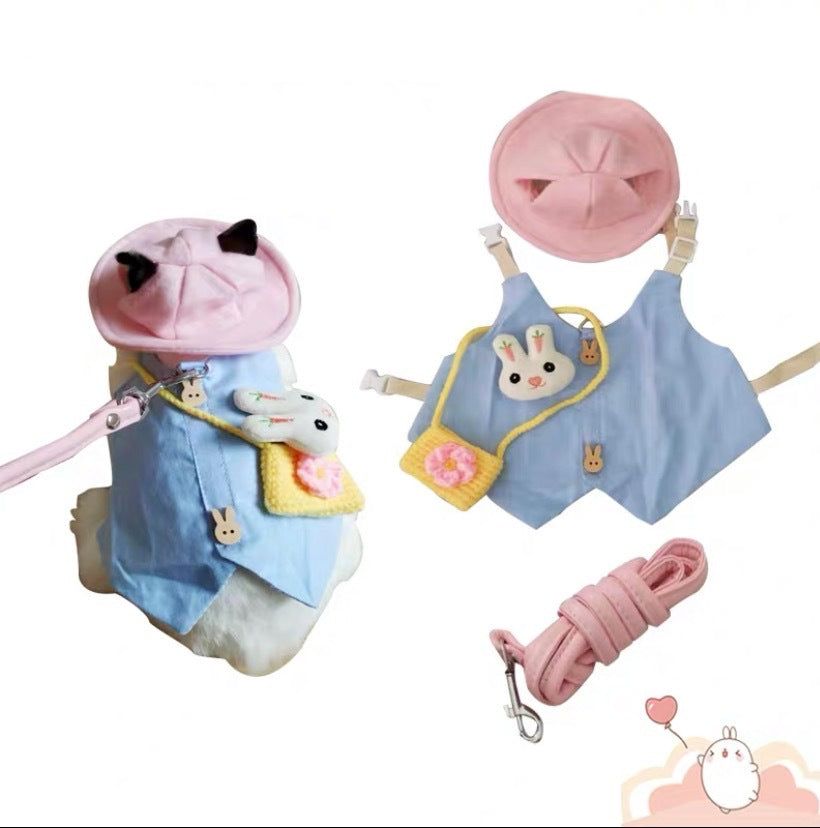 KFX-5383101 Cute Cotton Rabbit Harness and Leash Set for Small Pets