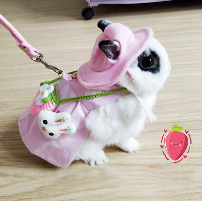 KFX-5383101 Cute Cotton Rabbit Harness and Leash Set for Small Pets