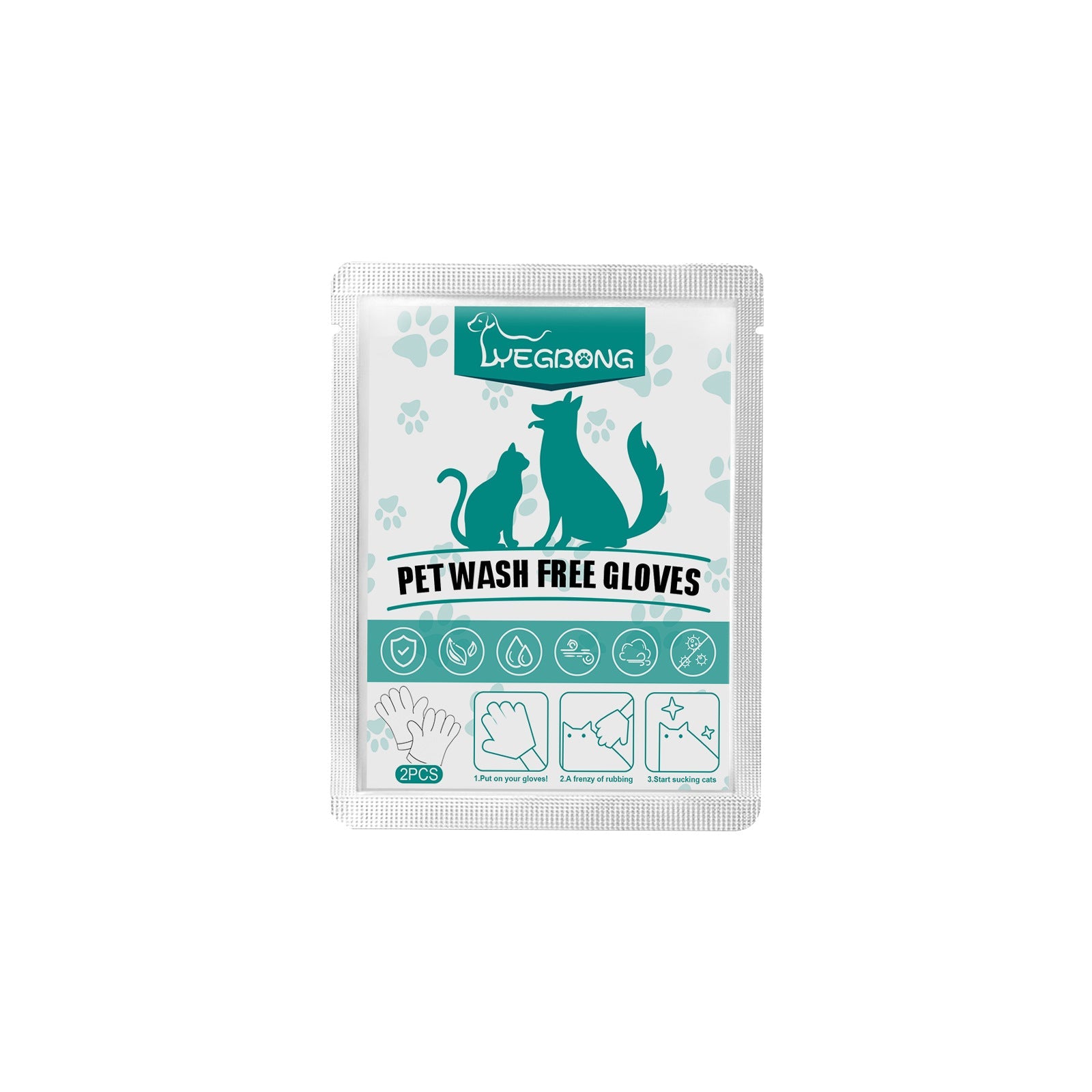 KFX-5386301 Pet Wash-Free Disposable Gloves for Dogs and Cats – 2-Pack