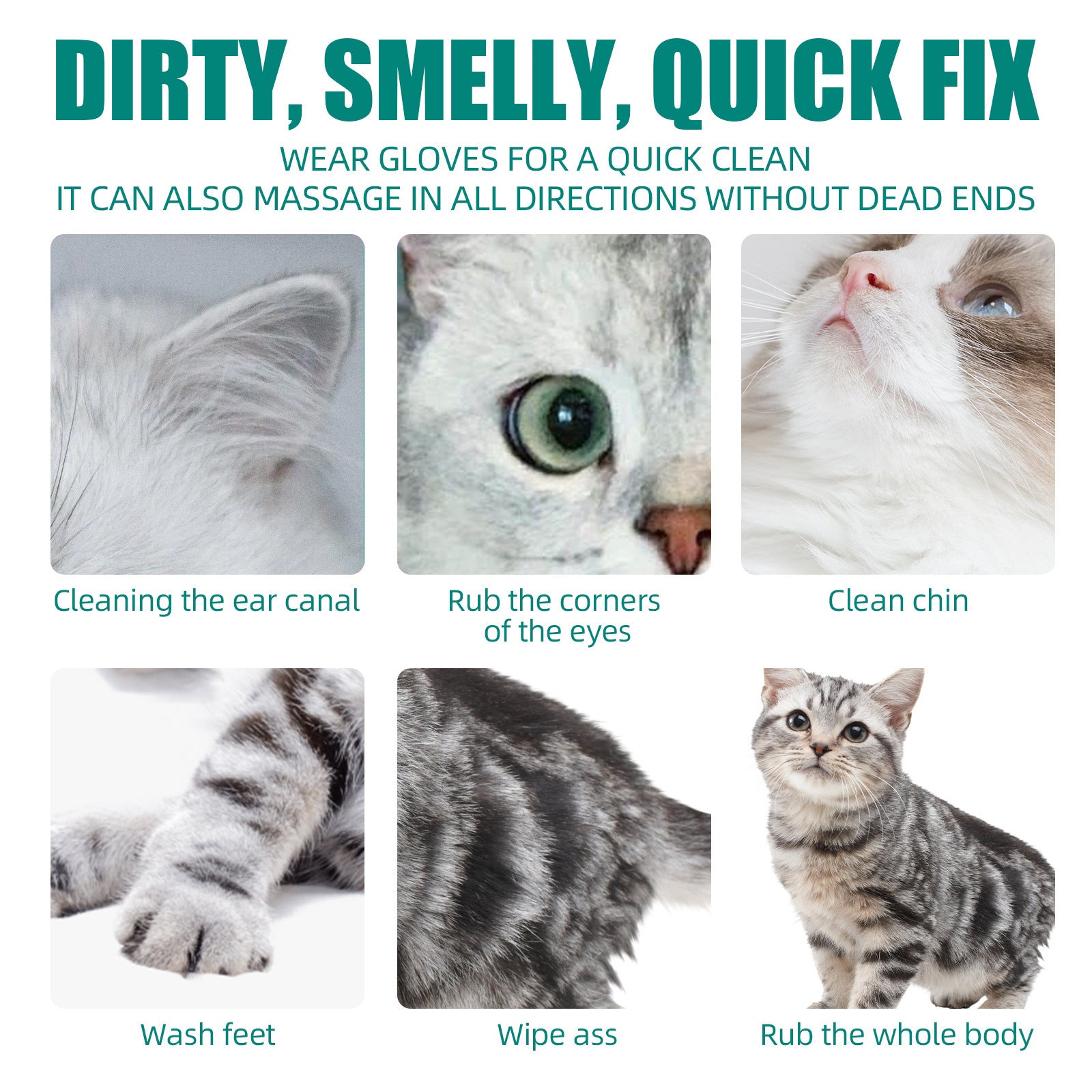 KFX-5386301 Pet Wash-Free Disposable Gloves for Dogs and Cats – 2-Pack