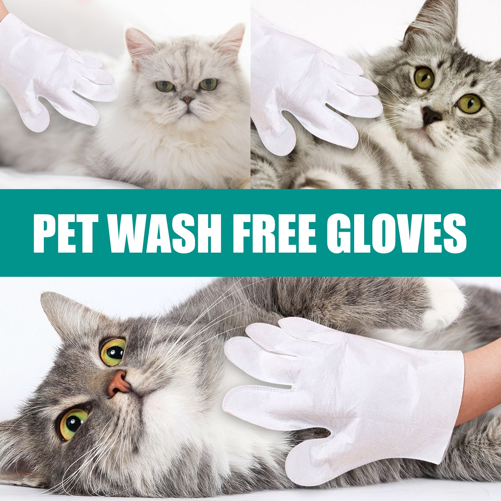 KFX-5386301 Pet Wash-Free Disposable Gloves for Dogs and Cats – 2-Pack