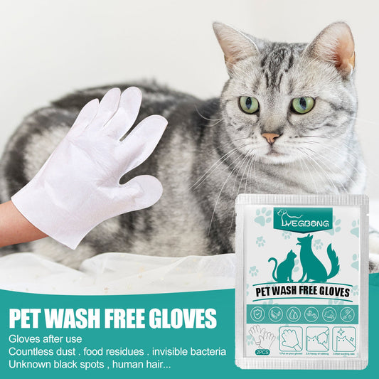 KFX-5386301 Pet Wash-Free Disposable Gloves for Dogs and Cats – 2-Pack