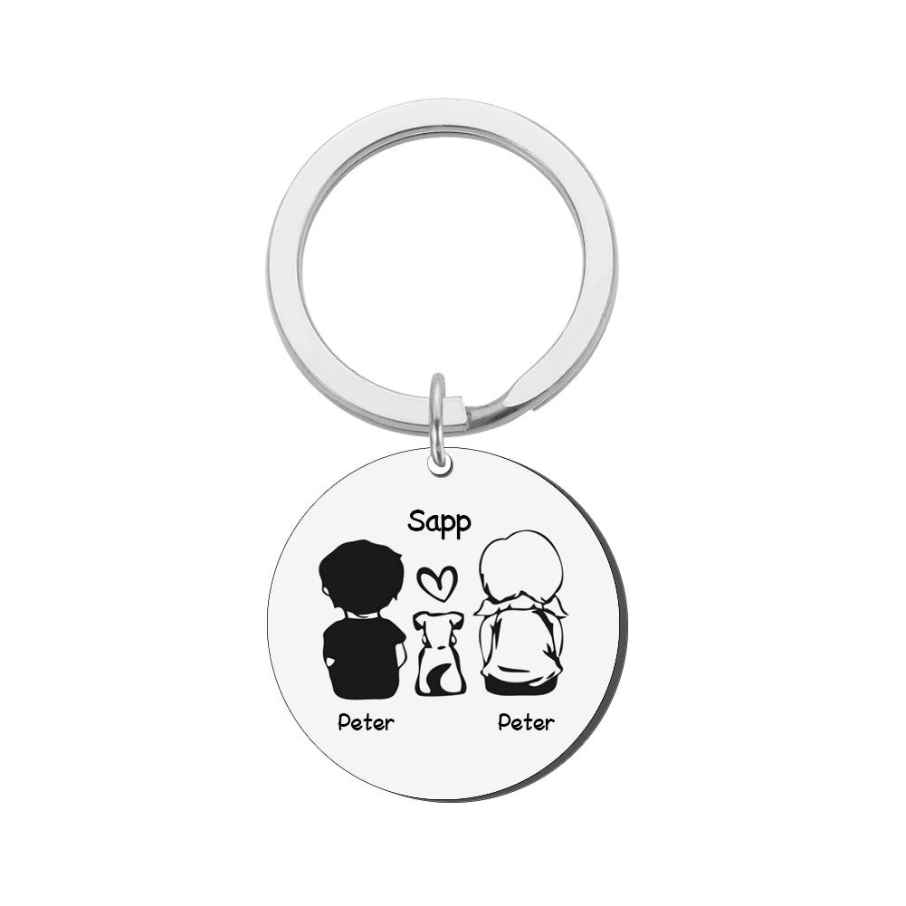 KFX-5386557 Personalized Round Stainless Steel Pet Name Keychain in Gold, Silver, and Rose Gold