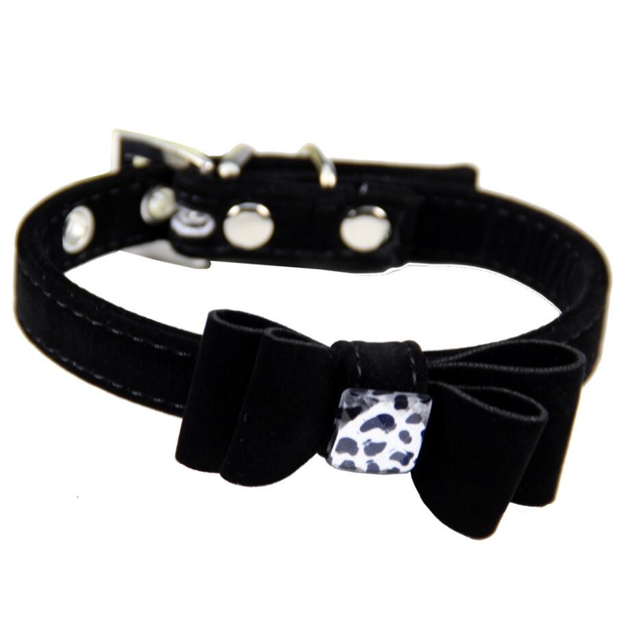 KFX-5386685 Stylish Velvet Flocking Dog Collar with Bow and Alloy Buckle, Multiple Sizes Available