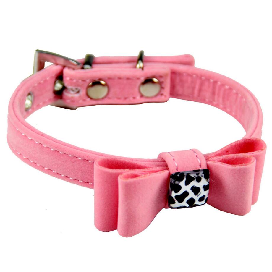 KFX-5386685 Stylish Velvet Flocking Dog Collar with Bow and Alloy Buckle, Multiple Sizes Available