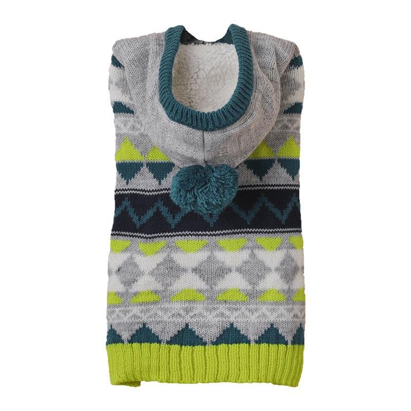 KFX-5388477 Classic Diamond Pattern Pet Sweater in Green, Blue, and Pink – Stylish Acrylic Clothing for All Sizes