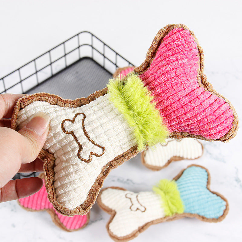 KFX-5390141 Plush Squeaky Dog Chew Toy for Small to Medium Breeds, Perfect for Teething and Interactive Play