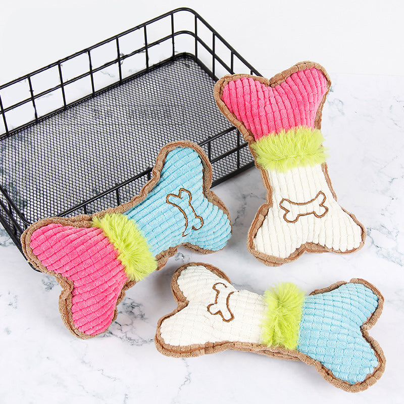 KFX-5390141 Plush Squeaky Dog Chew Toy for Small to Medium Breeds, Perfect for Teething and Interactive Play