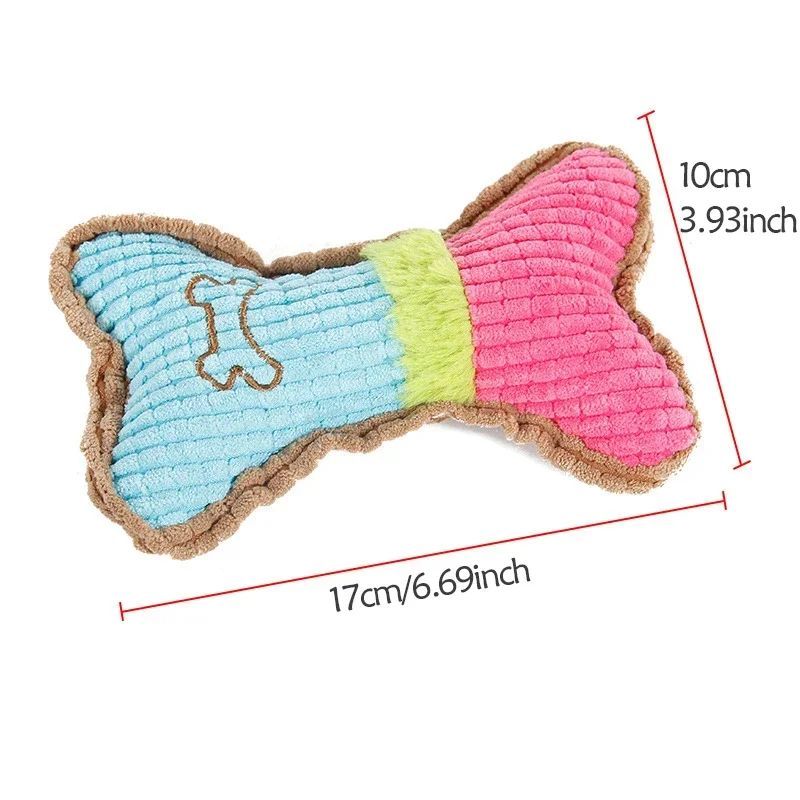 KFX-5390141 Plush Squeaky Dog Chew Toy for Small to Medium Breeds, Perfect for Teething and Interactive Play