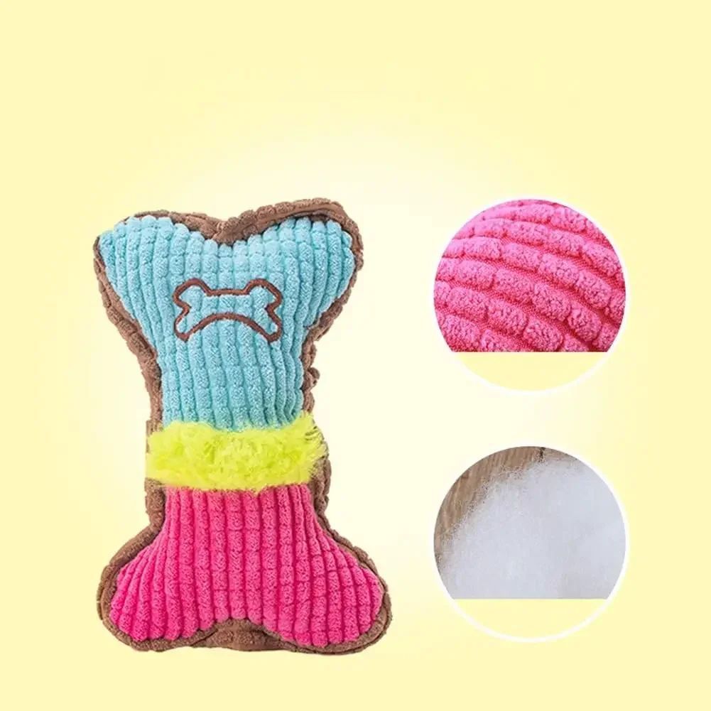 KFX-5390141 Plush Squeaky Dog Chew Toy for Small to Medium Breeds, Perfect for Teething and Interactive Play