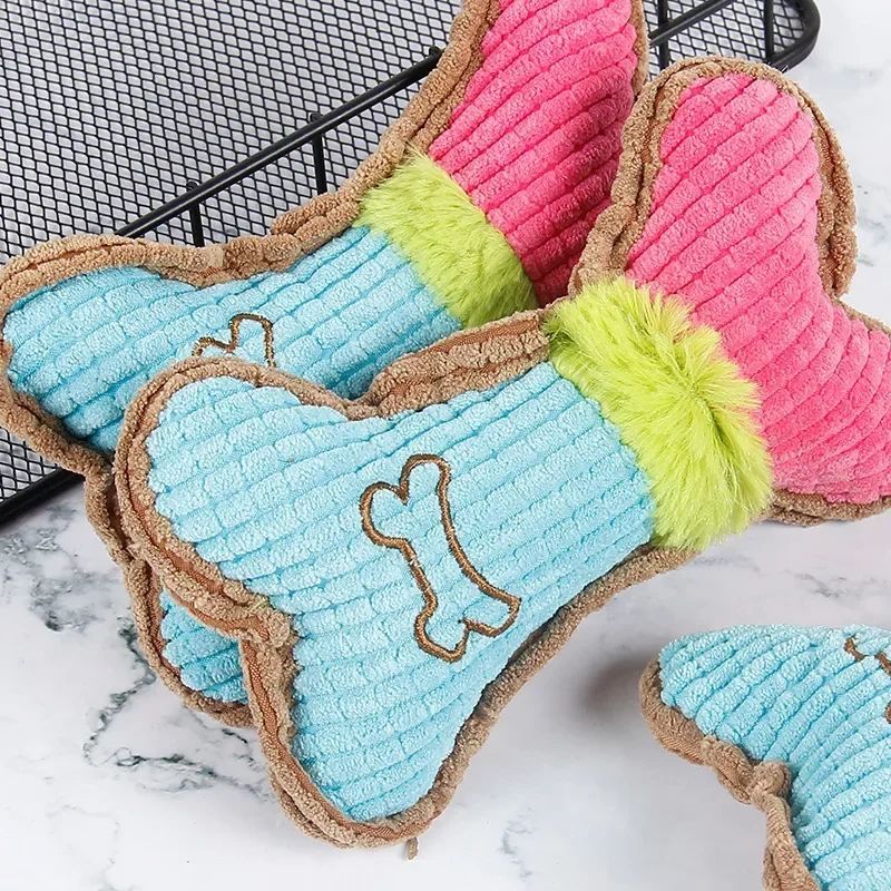 KFX-5390141 Plush Squeaky Dog Chew Toy for Small to Medium Breeds, Perfect for Teething and Interactive Play