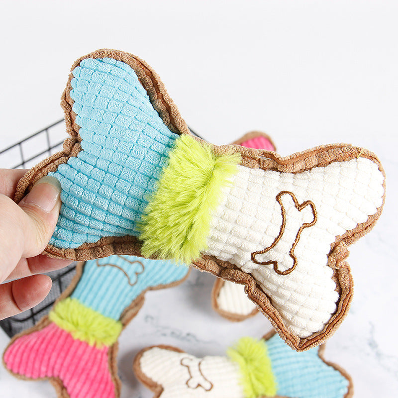 KFX-5390141 Plush Squeaky Dog Chew Toy for Small to Medium Breeds, Perfect for Teething and Interactive Play