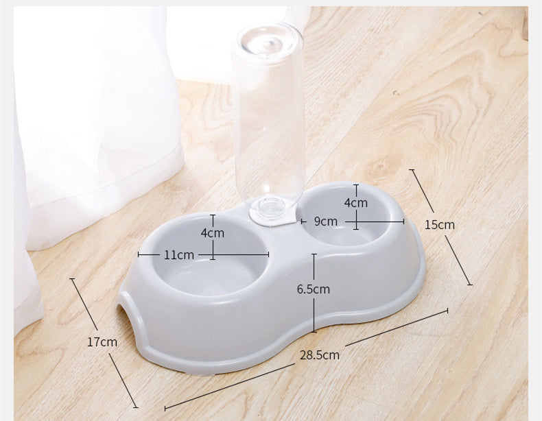 KFX-5390653 Double Bowl Plastic Pet Drinking Bottle with Companion Bowl - 500ml, Four Colors Available