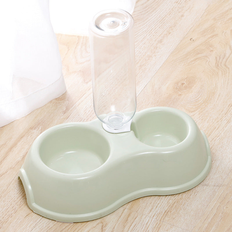 KFX-5390653 Double Bowl Plastic Pet Drinking Bottle with Companion Bowl - 500ml, Four Colors Available
