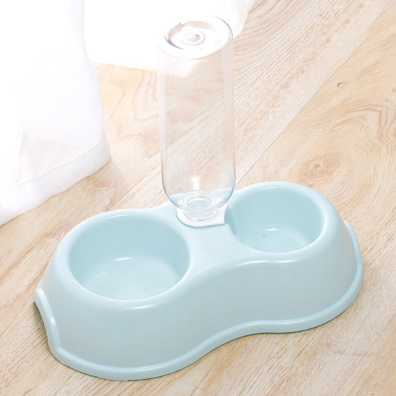 KFX-5390653 Double Bowl Plastic Pet Drinking Bottle with Companion Bowl - 500ml, Four Colors Available