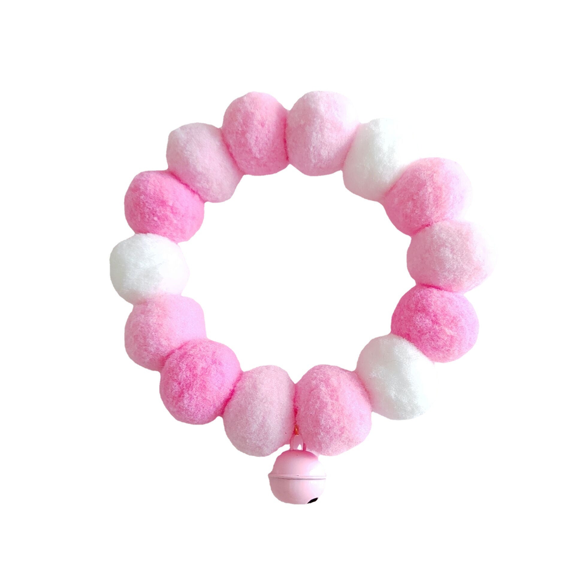 KFX-5392445 Gradient Color Pet Fur Ball Collar with Bell for Cats - Various Sizes Available