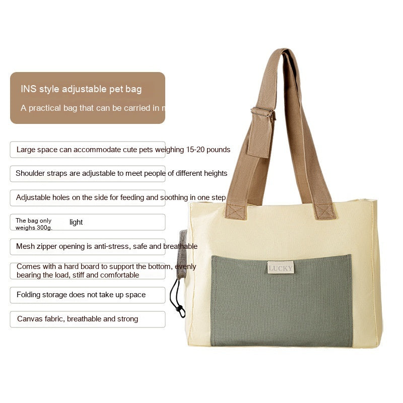 KFX-5392701 Adorable Open Head Canvas Shoulder Bag for Cats and Dogs, Multiple Patterns Available