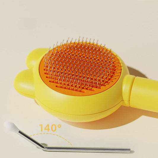 KFX-5393725 Self-Cleaning Cat and Dog Grooming Brush with Metal Comb and Massage Tips for Shedding