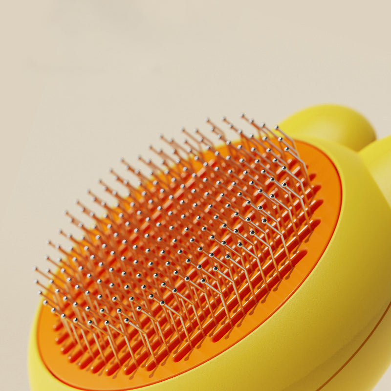 KFX-5393725 Self-Cleaning Cat and Dog Grooming Brush with Metal Comb and Massage Tips for Shedding