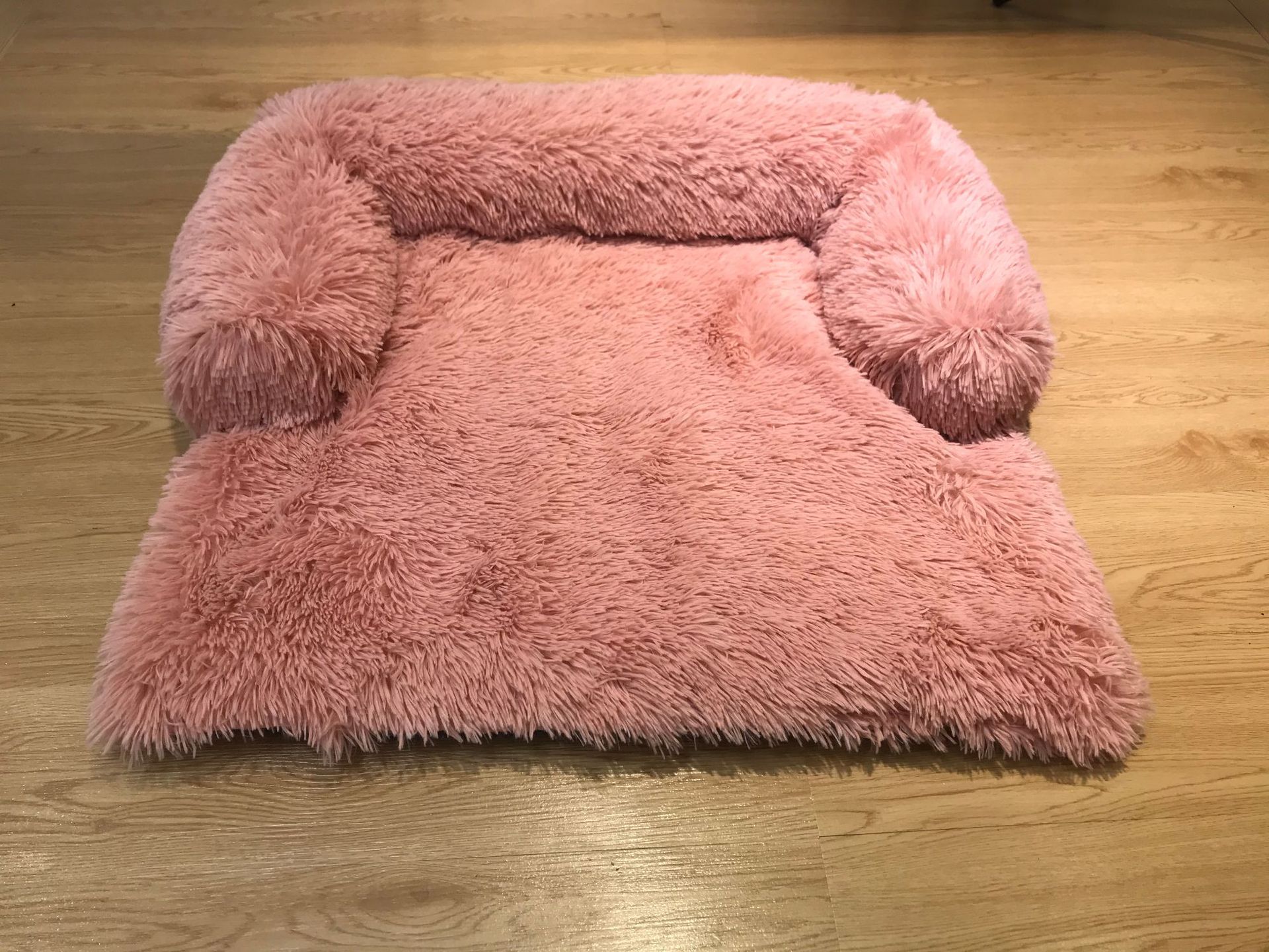 KFX-5394493 Removable and Washable Plush Cotton Pet Nest with Gradient Gray and Leather Powder Options