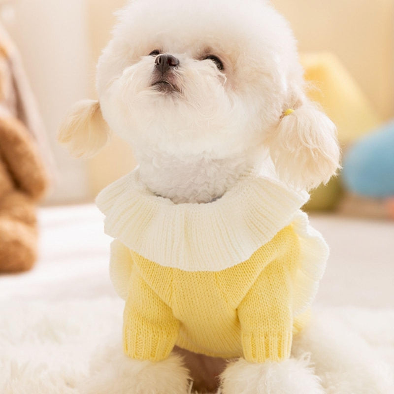 KFX-5395005 Warm Knitted Dog Sweater with Turtleneck and Star Pattern for Small Breeds and Puppies