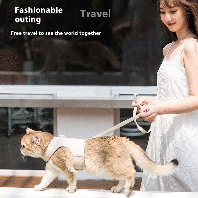 KFX-5395517 Universal Breathable Cat Harness and Leash Set - Adjustable Canvas Strap for Pet Safety