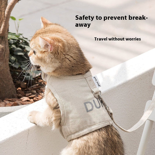 KFX-5395517 Universal Breathable Cat Harness and Leash Set - Adjustable Canvas Strap for Pet Safety
