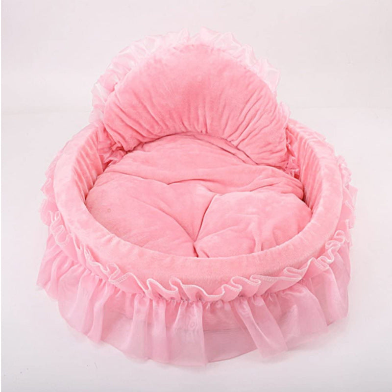 KFX-5396285 Princess Pet Bed – Cozy Nest for Cats and Dogs in Pink, Purple, Gray, and Green, Sizes S and L