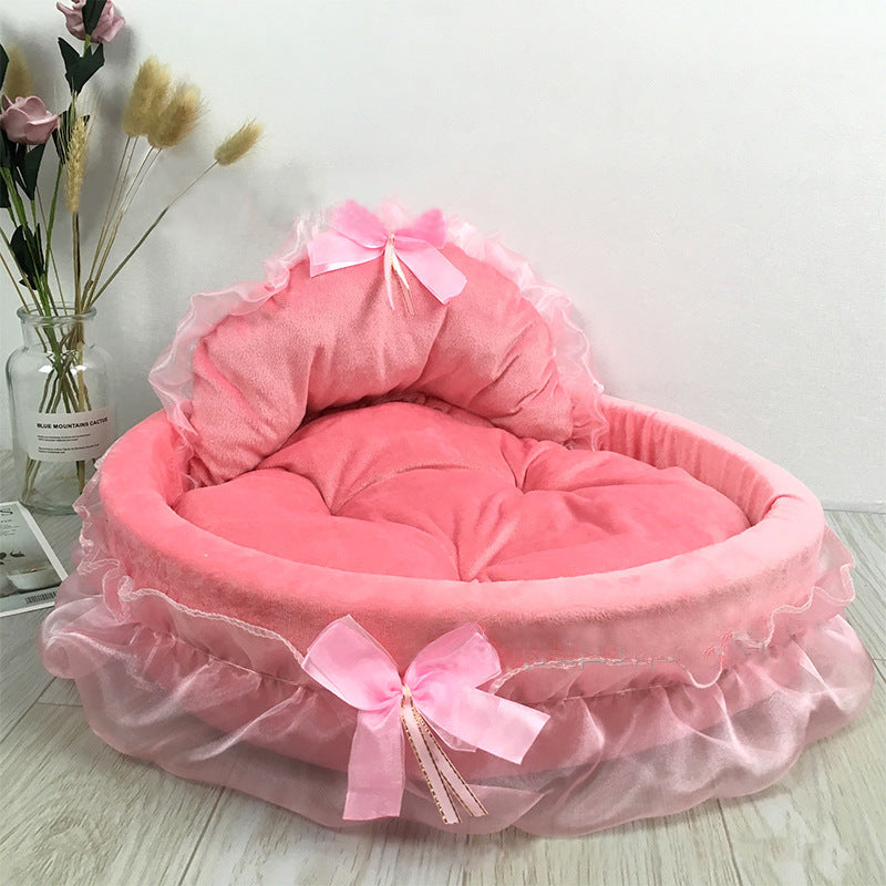 KFX-5396285 Princess Pet Bed – Cozy Nest for Cats and Dogs in Pink, Purple, Gray, and Green, Sizes S and L