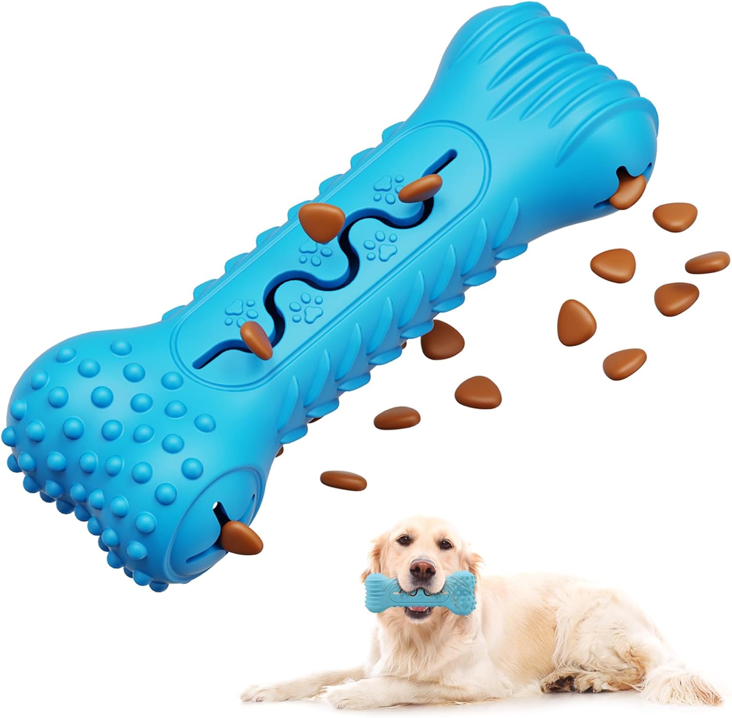 KFX-5397693 Durable Bone-Shaped Chew Toy for Aggressive Chewers – Natural Rubber Dog Dental Care & Puzzle Treat Dispenser