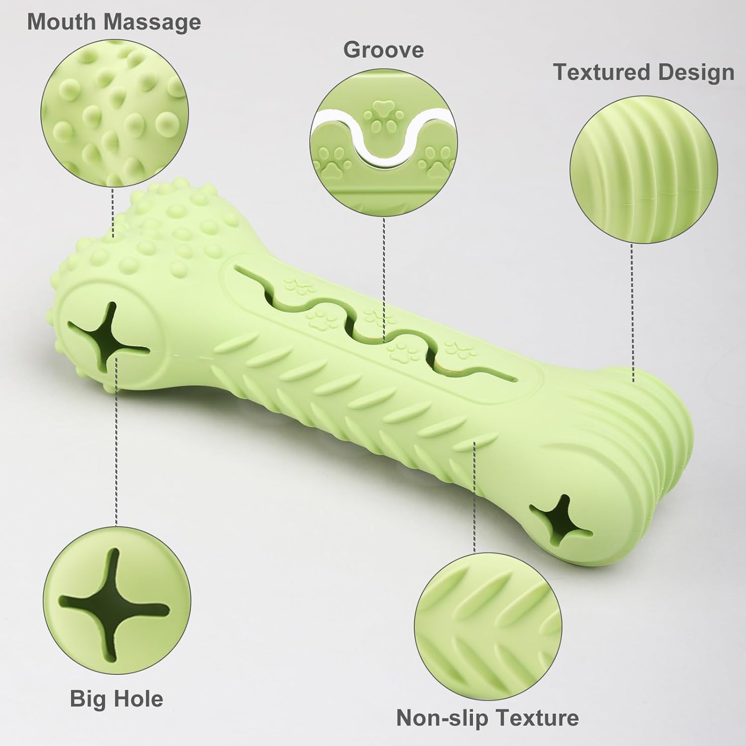 KFX-5397693 Durable Bone-Shaped Chew Toy for Aggressive Chewers – Natural Rubber Dog Dental Care & Puzzle Treat Dispenser
