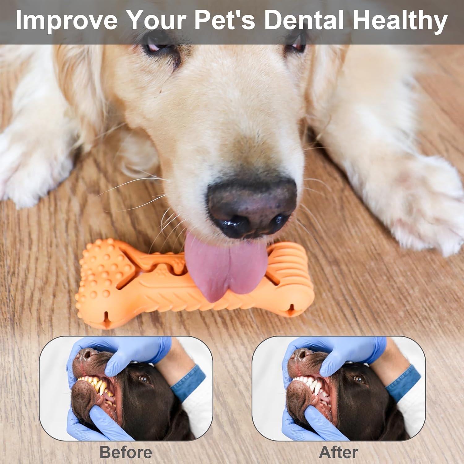 KFX-5397693 Durable Bone-Shaped Chew Toy for Aggressive Chewers – Natural Rubber Dog Dental Care & Puzzle Treat Dispenser