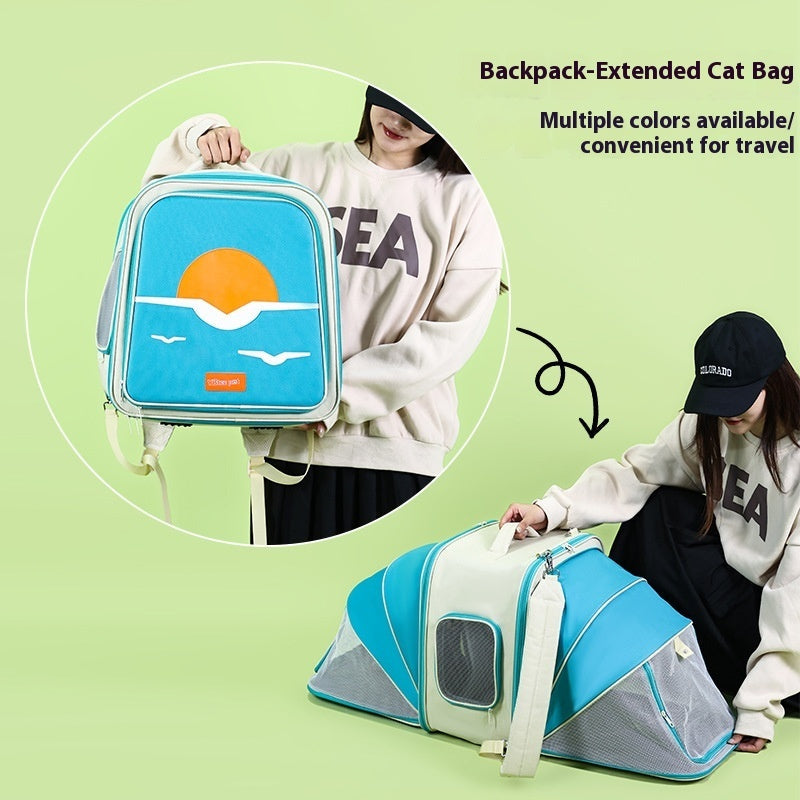 KFX-5398461 Expandable Portable Cat Backpack for Outdoor Camping, Fits Cats Up to 9 kg, Medium Hard Nylon Materials