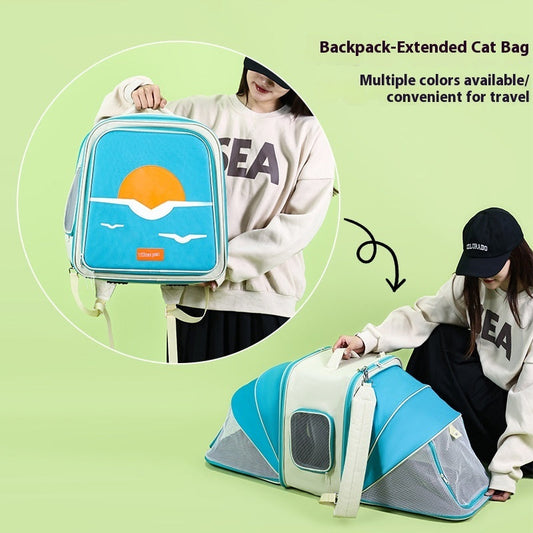 KFX-5398461 Expandable Portable Cat Backpack for Outdoor Camping, Fits Cats Up to 9 kg, Medium Hard Nylon Materials