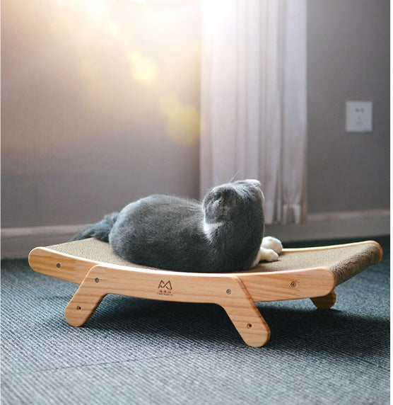 KFX-5402173 Deformation Cat Bed with Vertical Corrugated Paper Scratcher and Replaceable Core for Cats
