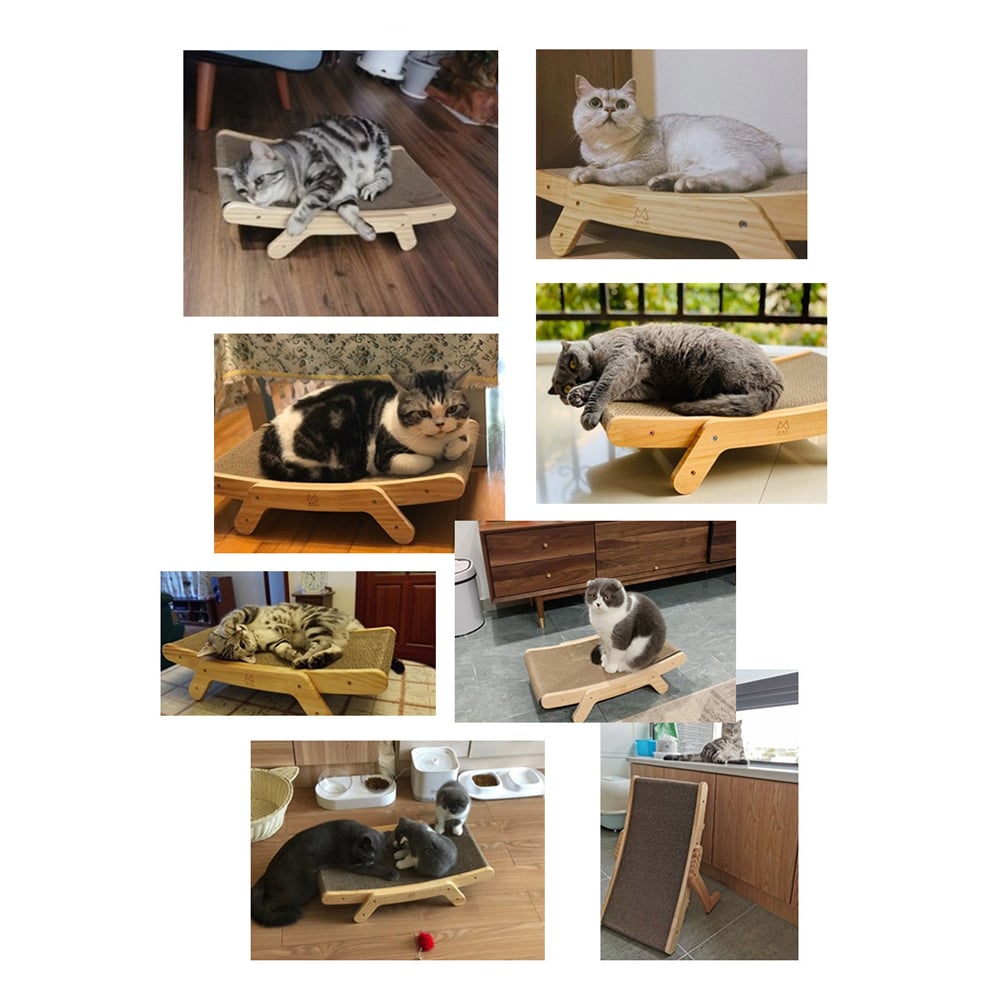 KFX-5402173 Deformation Cat Bed with Vertical Corrugated Paper Scratcher and Replaceable Core for Cats