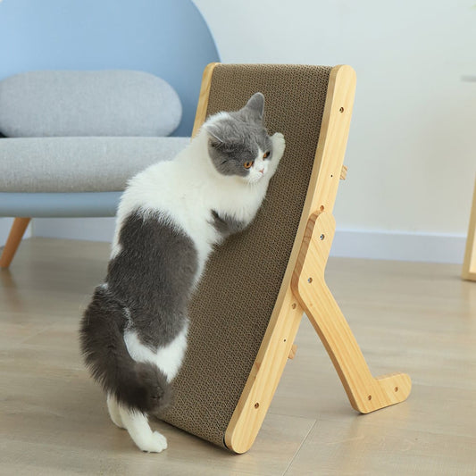 KFX-5402173 Deformation Cat Bed with Vertical Corrugated Paper Scratcher and Replaceable Core for Cats