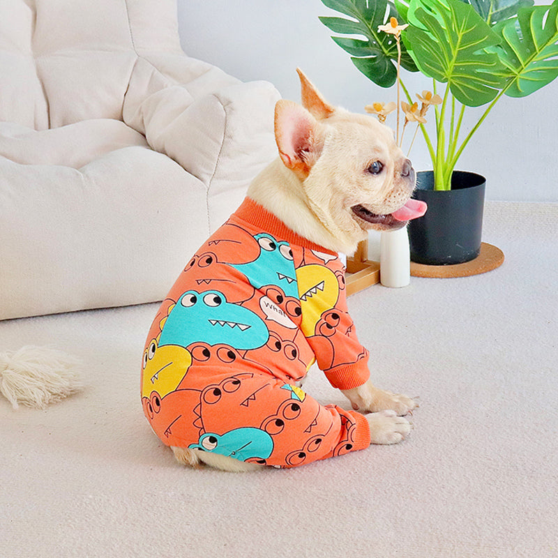 KFX-5402557 Cute Spring and Autumn Orange Cotton Dog Clothes for Four-Legged Pets