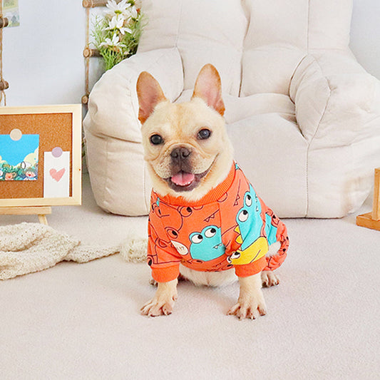 KFX-5402557 Cute Spring and Autumn Orange Cotton Dog Clothes for Four-Legged Pets