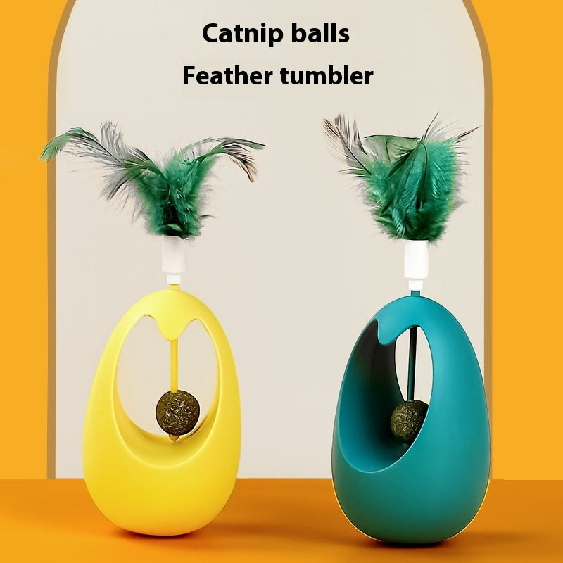 KFX-5402813 Catnip Ball Tumbler Toy for Cats - Multi-Color Teaser with Molar Design, 7x7x11cm