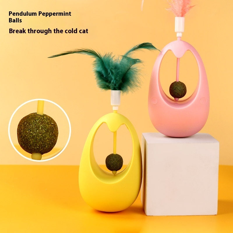 KFX-5402813 Catnip Ball Tumbler Toy for Cats - Multi-Color Teaser with Molar Design, 7x7x11cm