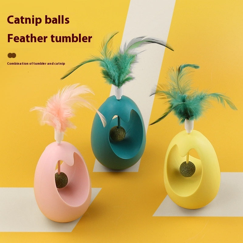 KFX-5402813 Catnip Ball Tumbler Toy for Cats - Multi-Color Teaser with Molar Design, 7x7x11cm