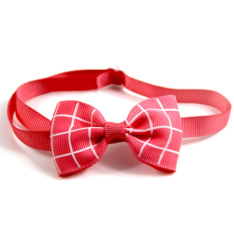 KFX-5404221 Plaid Pet Scarf with Bow Tie for Cats and Dogs - Stylish Polyester Fiber Accessory