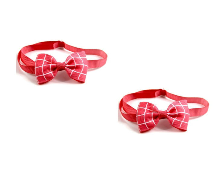 KFX-5404221 Plaid Pet Scarf with Bow Tie for Cats and Dogs - Stylish Polyester Fiber Accessory