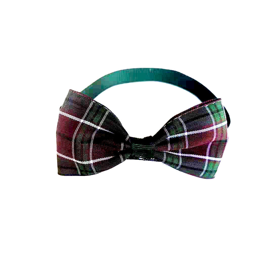 KFX-5404221 Plaid Pet Scarf with Bow Tie for Cats and Dogs - Stylish Polyester Fiber Accessory