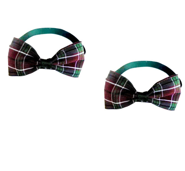 KFX-5404221 Plaid Pet Scarf with Bow Tie for Cats and Dogs - Stylish Polyester Fiber Accessory