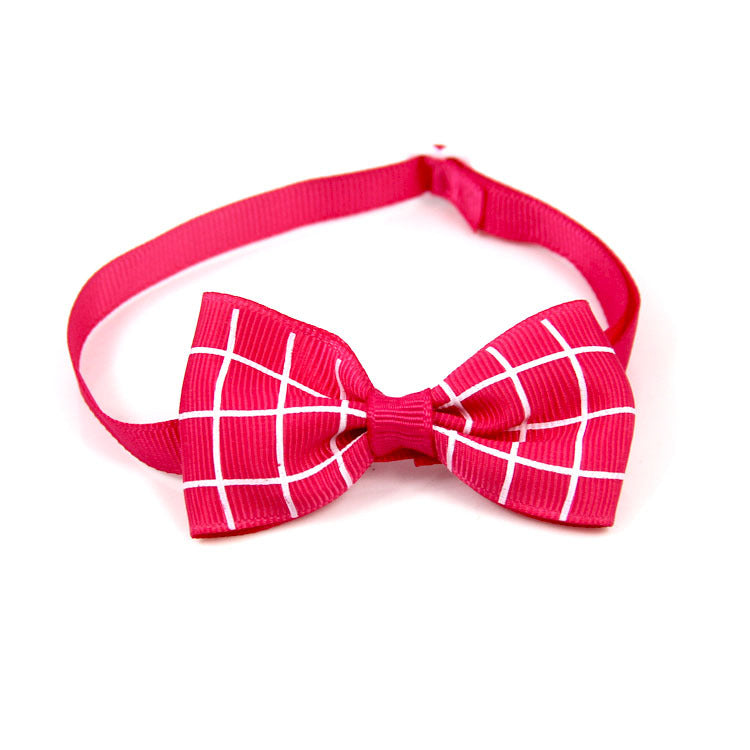 KFX-5404221 Plaid Pet Scarf with Bow Tie for Cats and Dogs - Stylish Polyester Fiber Accessory