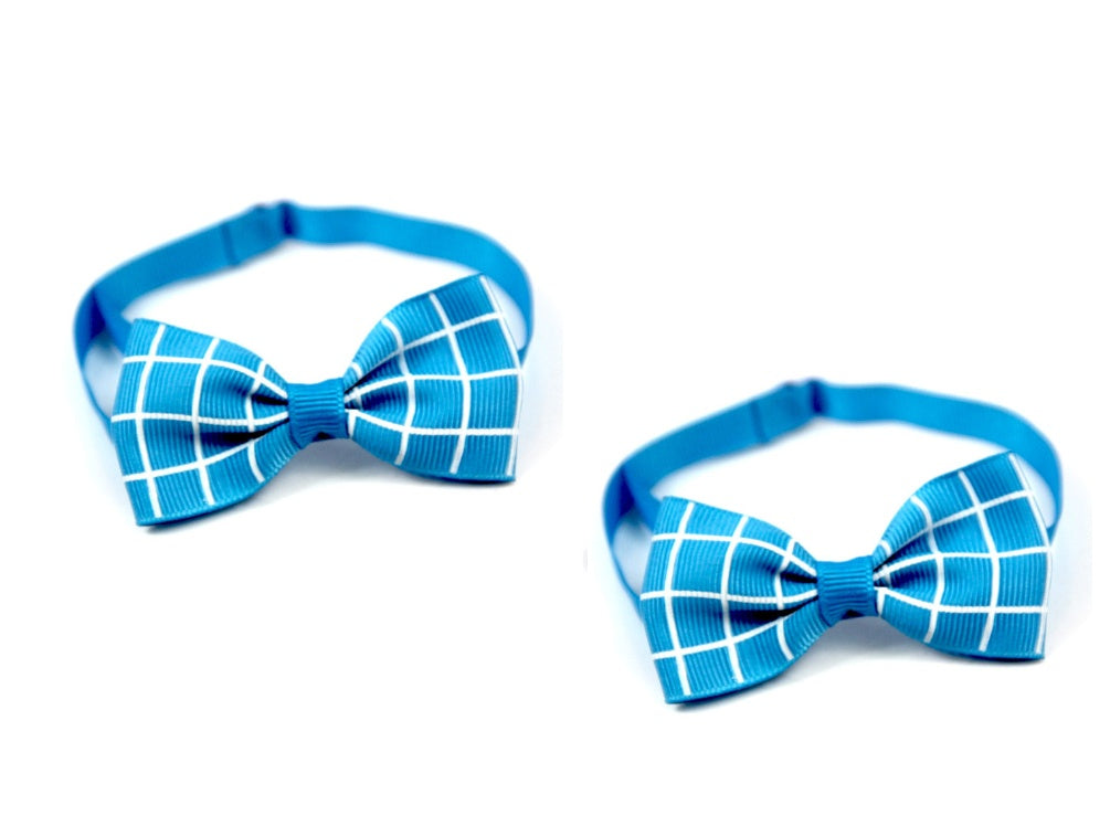 KFX-5404221 Plaid Pet Scarf with Bow Tie for Cats and Dogs - Stylish Polyester Fiber Accessory